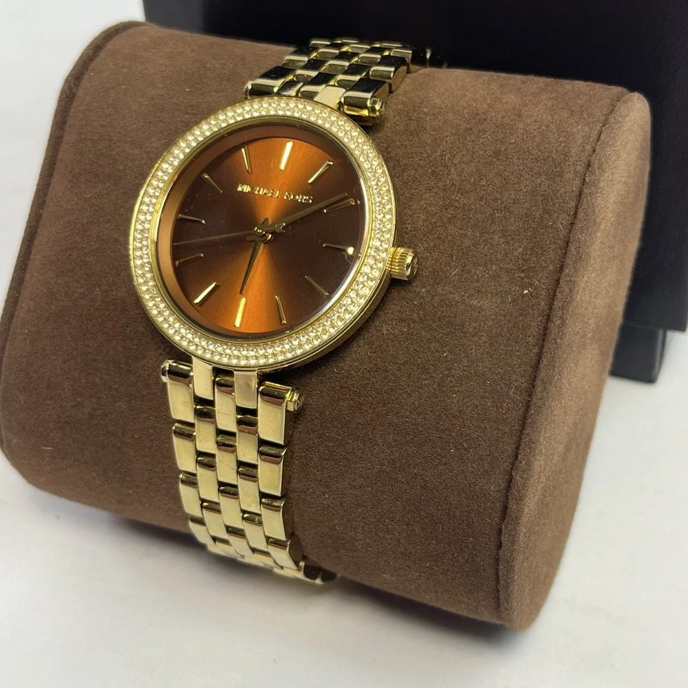 Michael Kors MK3408 Darci Mini Brown Dial Gold Tone Women's Watch w/ Box